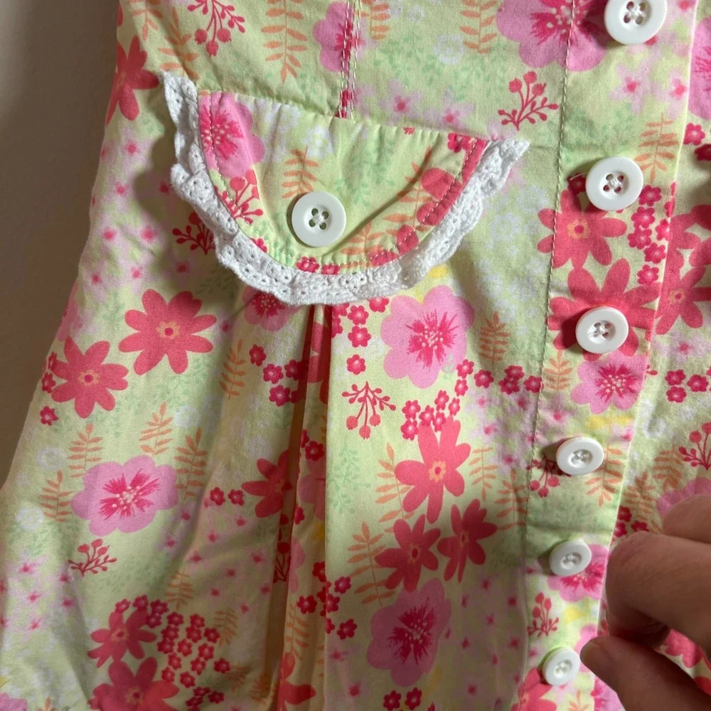 Talbots‎ Girls Sz 6 Floral Skirt Pockets Lace Trim Tiered Flouncy Sweetheart